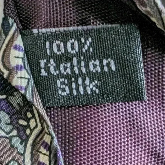 American Traditions Italian silk paisley tie blue maroon - Picture 3 of 3